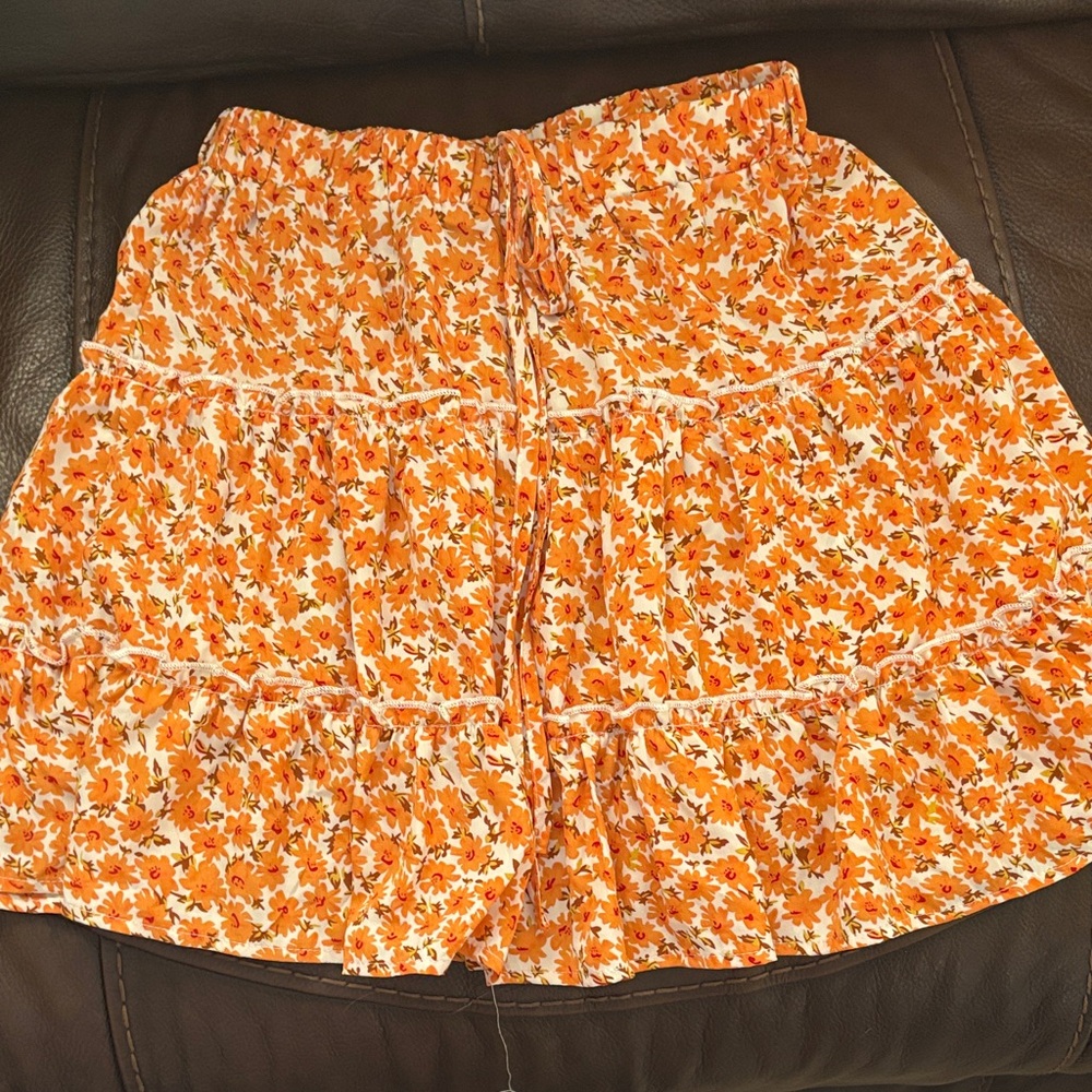 Floral Orange Skirt